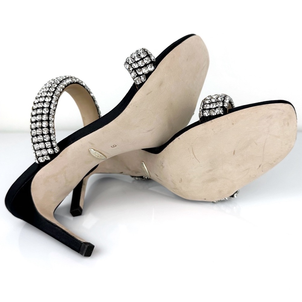 Badgley Mischka Women's Sade Jeweled Double Band Heeled Sandals Black Size 6 - Picture 10 of 11